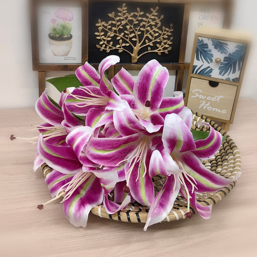 Искусственные цветы в Новочебоксарске | Цветы искусственные «Лилии крупные», розово-сиреневые, букет