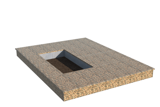 Площадки на могилу в Новочебоксарске | Площадка с вертикальной (15 см) облицовкой Южно-султаевским гранитом (под цветник)