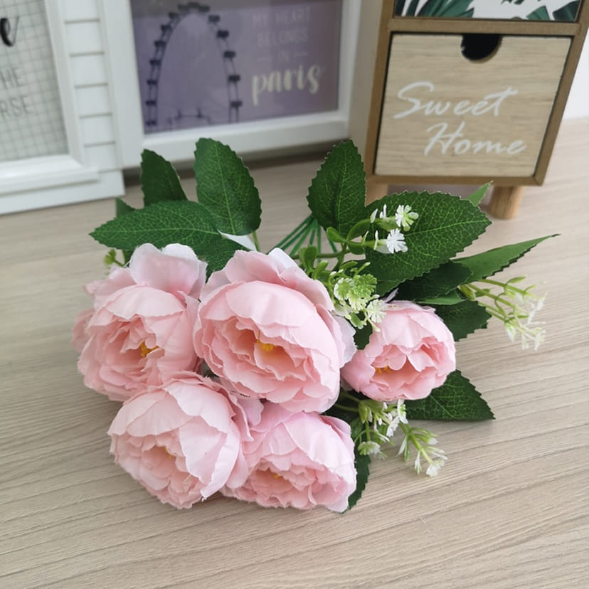 Искусственные цветы в Новочебоксарске | Цветы искусственные «Минипиончики с гипсофилой», нежно-розовые, букет