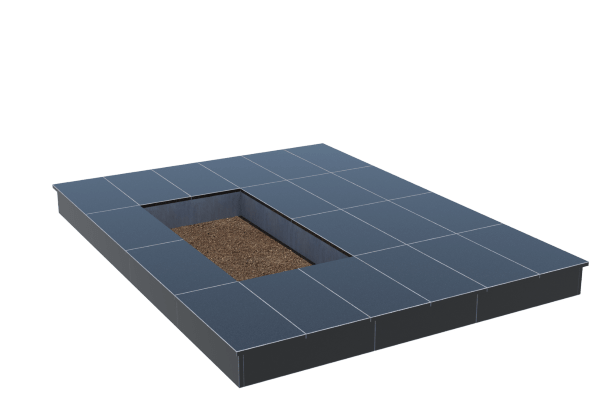 Площадки на могилу в Новочебоксарске | Площадка с вертикальной (15 см) облицовкой гранитом Габбро (под цветник)