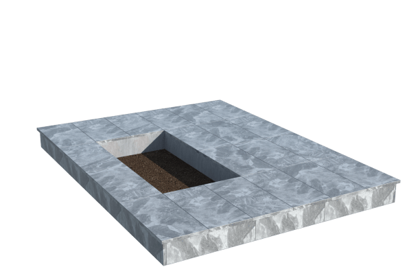 Площадки на могилу в Новочебоксарске | Площадка с вертикальной (15 см) мраморной облицовкой (под цветник)