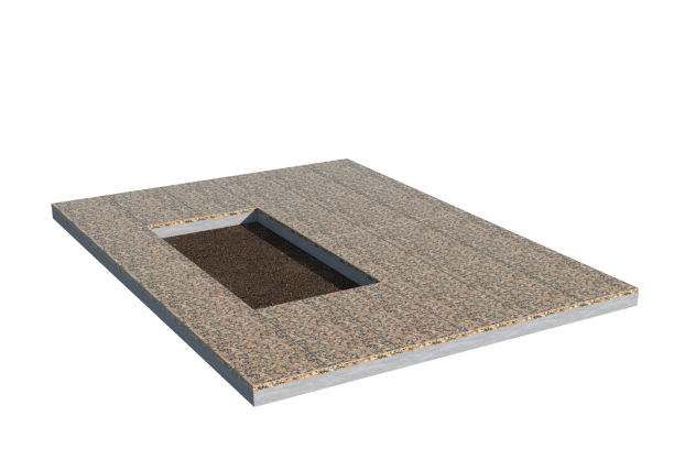 Площадки на могилу в Новочебоксарске | Площадка с облицовкой Южно-Султаевским гранитом (под цветник)