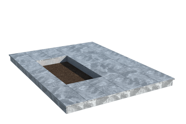 Площадки на могилу в Новочебоксарске | Площадка с вертикальной (10 см) мраморной облицовкой (под цветник)