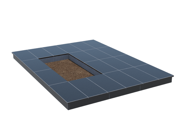 Площадки на могилу в Новочебоксарске | Площадка с вертикальной (10 см) облицовкой гранитом Габбро (под цветник)